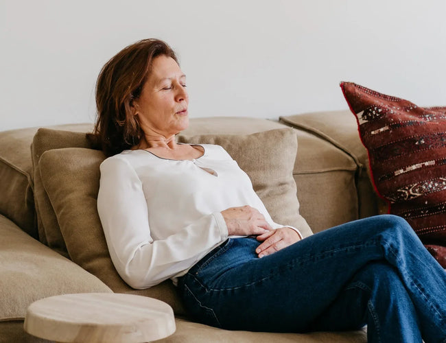middle age woman breathing