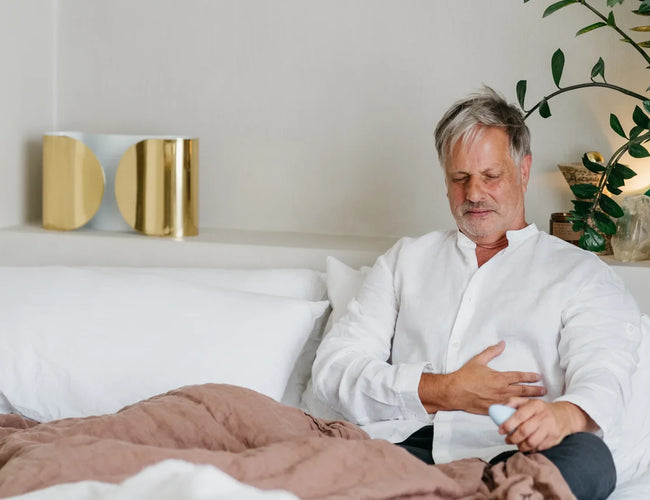 man doing breathwork