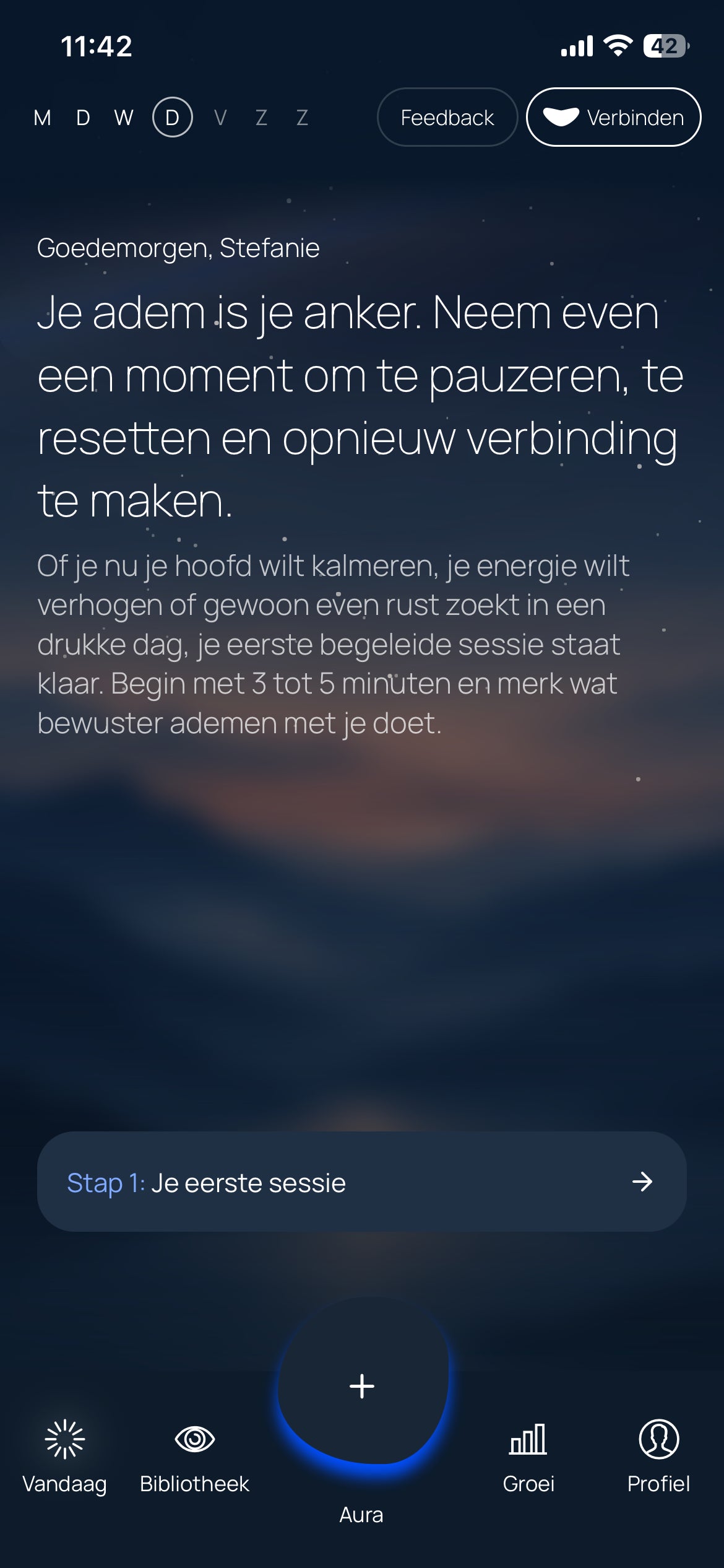 Moonbird app: aura screen